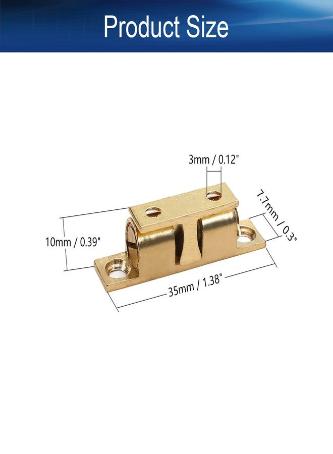 Yinpecly 5pcs Brass Cabinet Door Closet Double Ball Tension Latch Catch Hardware Fitting for Cabinet Closet Furniture Door, 1.38 inch Length Copper Tone - Image 2